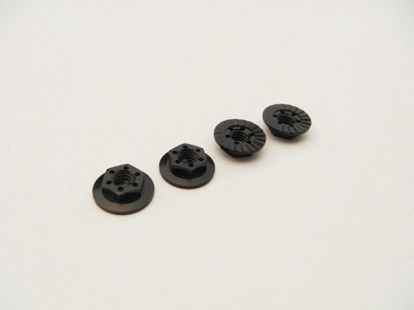 Hiro Seiko 48670 - 4mm Alloy Serrated Wheel Nut - THIN - BLACK (4 pieces)