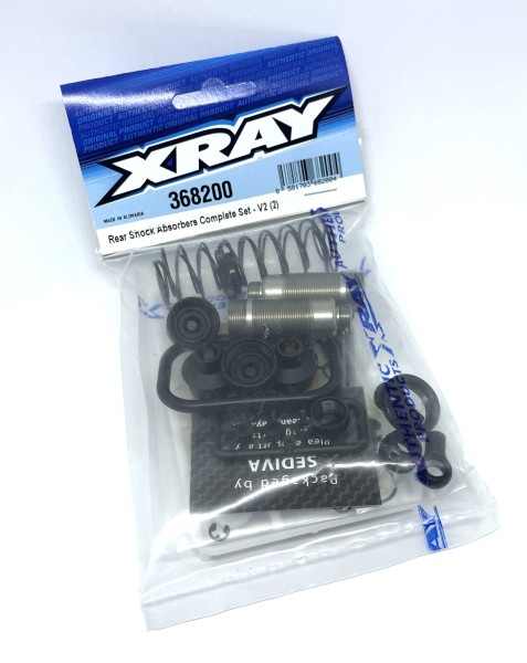 XRAY 368200 - XB4 Stoßdämpfer Set hinten - V2 - olivgrau (2 Stück)