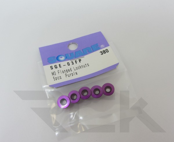 Square SGE-03FP - Alloy Nut- M3 flanged - PURPLE (5 pieces)