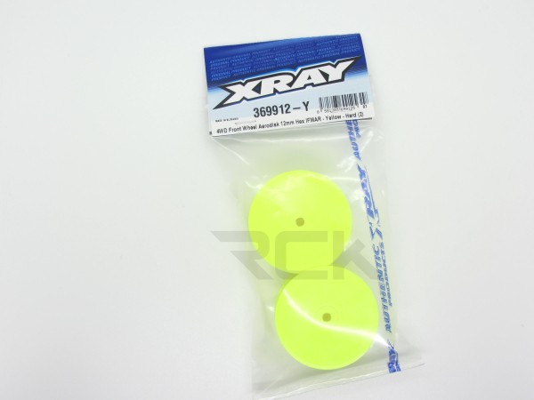 XRAY 369912-Y - XB4 Front Felgen - Aerodisk - GELB - 12mm Sechskant - IFMAR - HART (2 Stück)