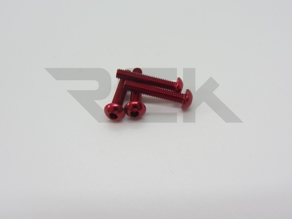 Hiro Seiko 48704 - Alloy Hex Socket Screw - Button Head - M3x15mm - RED (4 pcs)
