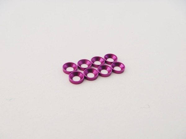 Hiro Seiko 48877 - Senkkopf Unterlegscheibe - Aluminium - M2.5 - Violett (8 Stück)