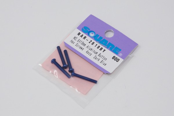 Square NAR-2618BY - Alu Screws - Button Head - M2.5x18mm - DARK BLUE (4 pcs)
