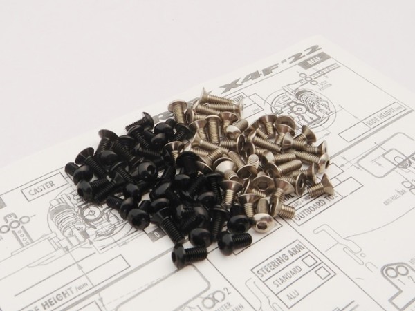 Hiro Seiko 48817 - XRAY X4F - Alloy- and Titanium Hex Socket Screw Set - Black (111 pcs)