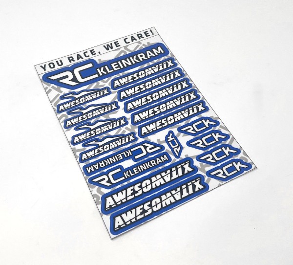 RCK 210016 - Sticker Sheet RC-KleinKram / Awesomatix - black/white - BLUE
