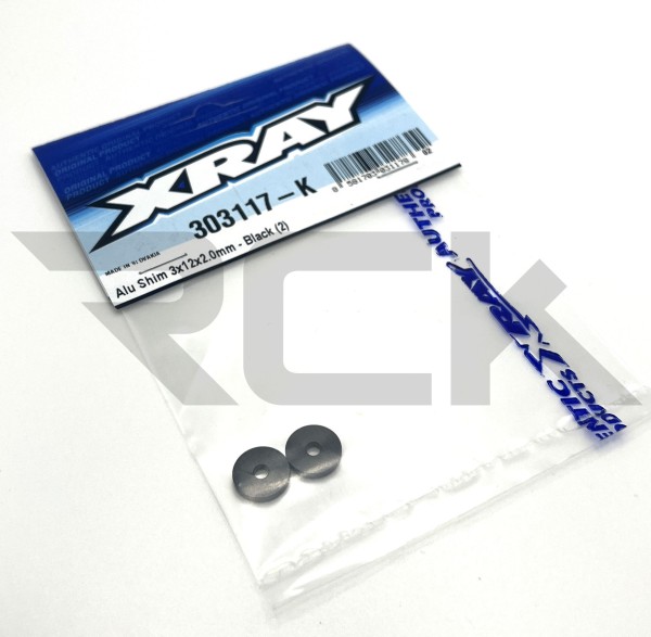XRAY 303117-K - X4F - Alu Shim 3x12x2.0mm - Black (2 pcs)
