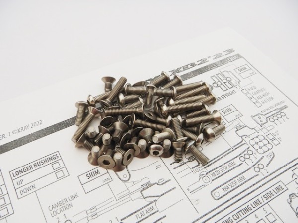 Hiro Seiko 48863 - XRAY XB2 2023 - Titanium Hex Socket Screw Set (107 pcs)