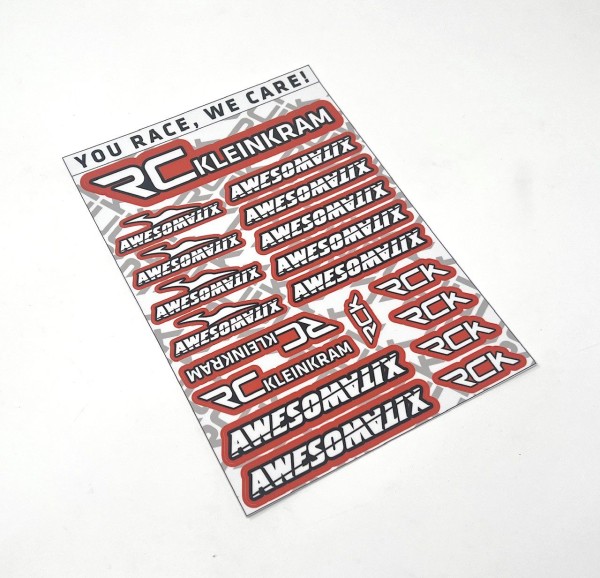 RCK 210017 - Sticker Sheet RC-KleinKram / Awesomatix - black/white - RED