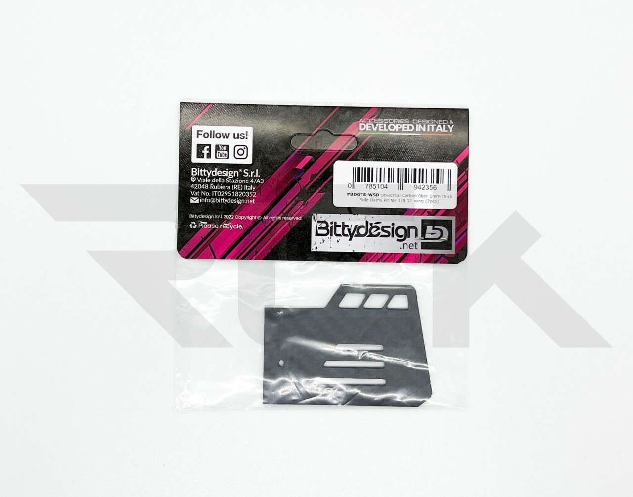 Bittydesign BDGT8-WSD - Universal Carbon 1mm thick Side Dams kit for 1/8 GT wing (2 pcs)
