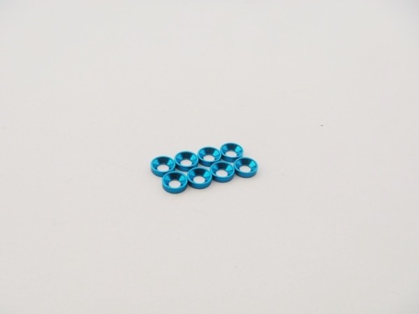 Hiro Seiko 48868 - Senkkopf Unterlegscheibe - Aluminium - M2 - Hellblau (8 Stück)