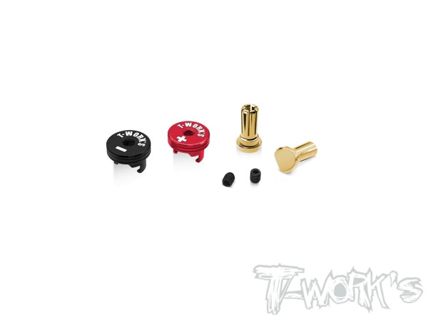 T-Work's EA-040-5-RB - 5mm Goldstecker - mit Alu Griffstücken - rot + schwarz (2 Stück)