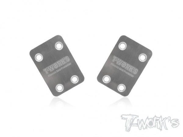 T-Work's TO-220-K - Tuning Edelstahl Skid Platten für Kyosho MP9 / MP10 - hinten (2 Stück)