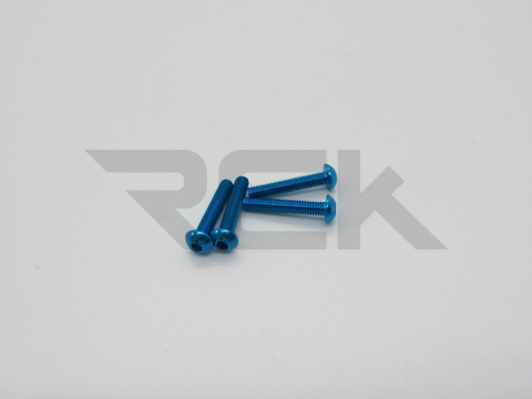 Hiro Seiko 48697 - Alloy Hex Socket Screw - Button Head - M3x20mm - T-BLUE (4 pcs)