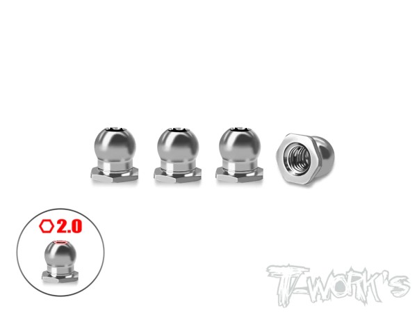 T-Work's TP-800R-F - Titanium Suspension Mount Ball Heads (AT21ST-A) for Awesomatix A800R (4 pcs)