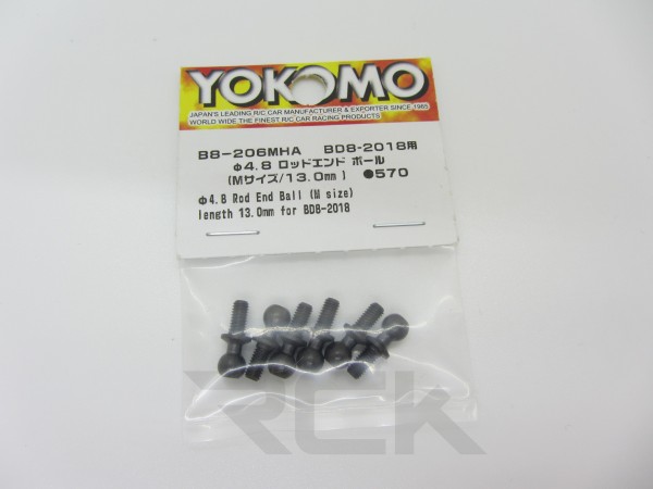 Yokomo B8-206MHA - BD9 - Hex Socket 4.8mm Rod End Ball (M Size/13.0mm) (6 pieces)
