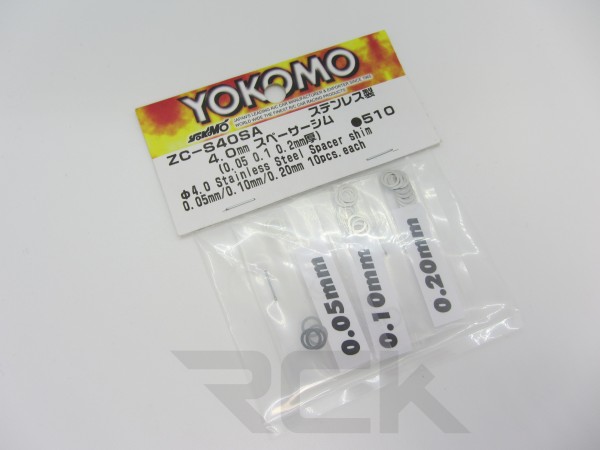 Yokomo ZC-S40SA - BD9 - 4.0mm Spacer Shim (0.05/0.10/0.20mm·10 Stück jeweils)