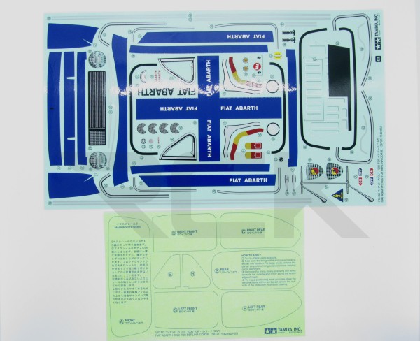 Tamiya 9490097 - Dekorbogen - Fiat Abrth - 1000TCR Berlina Corse