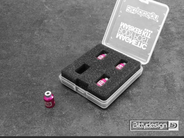 Bittydesign BDBPMK8-P - Body Post Marker Set - 1/5-1/8 - Karosserieloch Tool - pink (4 Stück)