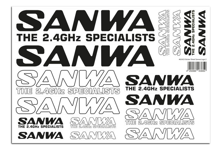 SANWA 62423 - SANWA Decal Sheet - black / white - DIN A4 (210x297mm)