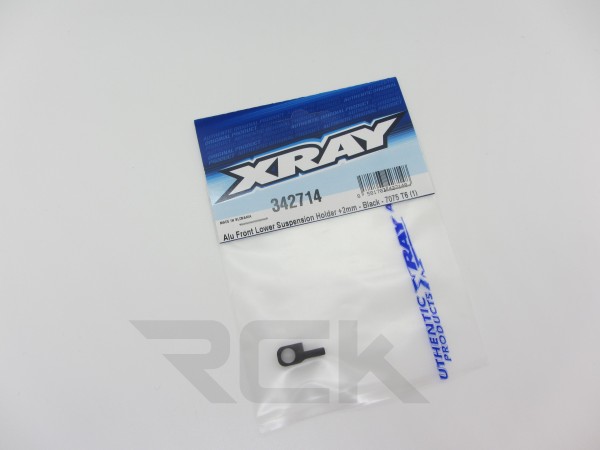 XRAY 342714 - RX8 2023 - Alu Lower Front Suspension Holder +2mm - Black - Swiss 7075 T6