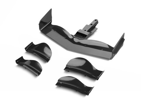 XRAY 371204-K - X1 2021 - Composite Adjustable Front Wing - Black - Flat Design