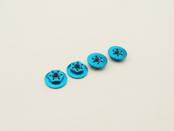 Hiro Seiko 48664 - 4mm Alloy Serrated Wheel Nut - THIN - T-BLUE (4 pieces)