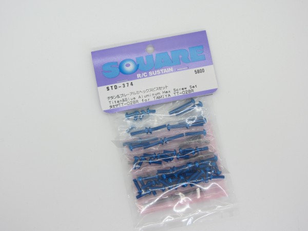 Square STD-374 - Alu und Titan Schrauben Set für Tamiya TT-02BR (79 Schrauben) - BLAU