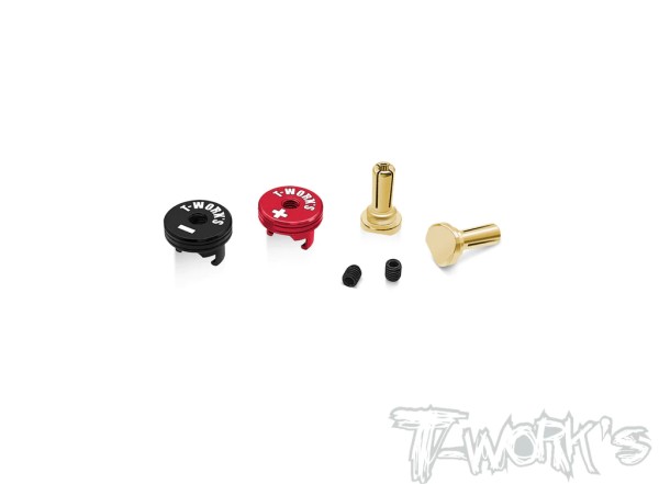 T-Work's EA-040-4-RB - 4mm Goldstecker - mit Alu Griffstücken - rot + schwarz (2 Stück)