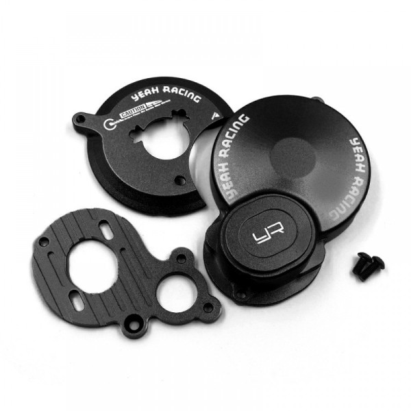 Yeah Racing TABB-010BK - Tamiya BB-01 - Alu Motor Mount + Gear Cover - BLACK