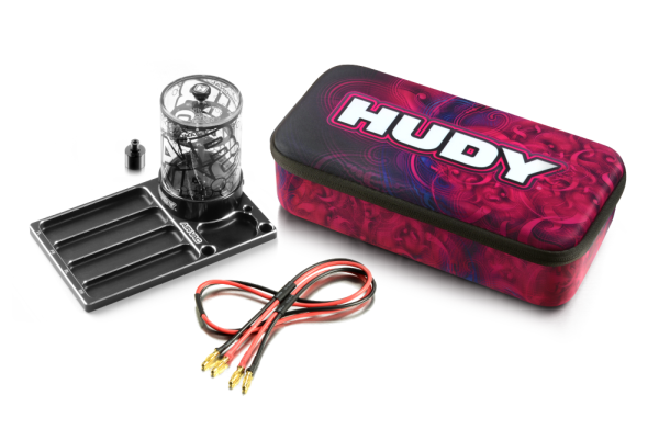 HUDY 104003 - Vakuum Pumpe für 1:10 Onroad Dämpfer - AIR VAC - elektrisch (12V) - + Schale + Tasche
