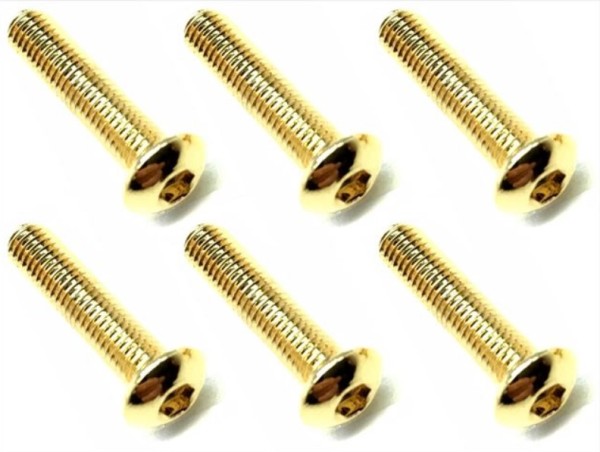 Square NSR-314G - Steel Screws - Button Head - Gold - M3x14mm (6 pcs)