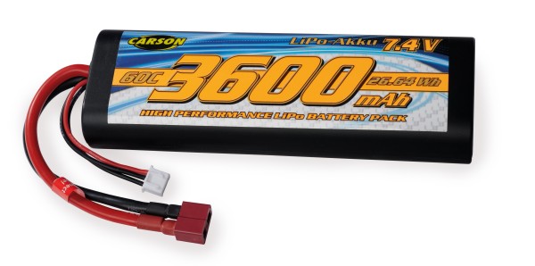 Carson 608231 - 2S 7.4V Hardcase LiPo Battery - 3600mAh 60C