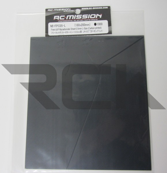 RC-Mission MI-FPC05-L - Free Cut Polycarbonate Sheet - Carbon Printed - 0.5mm - 180x200mm