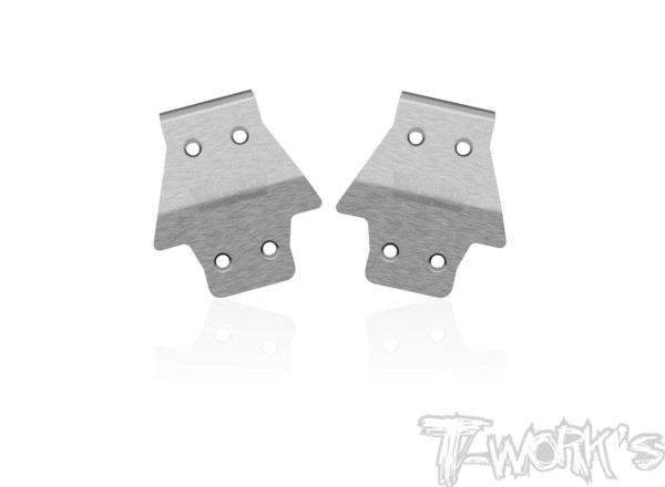 T-Work's TO-235-TLR - Tuning Edelstahl Skid Platten für Losi TLR 8ight / 8ight X - vorne (2 Stück)