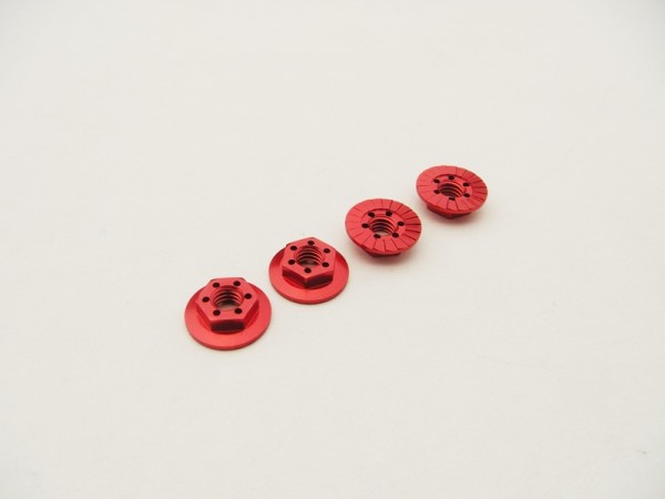 Hiro Seiko HS48667 - 4mm Alloy Serrated Wheel Nut - THIN - RED (4 pieces)