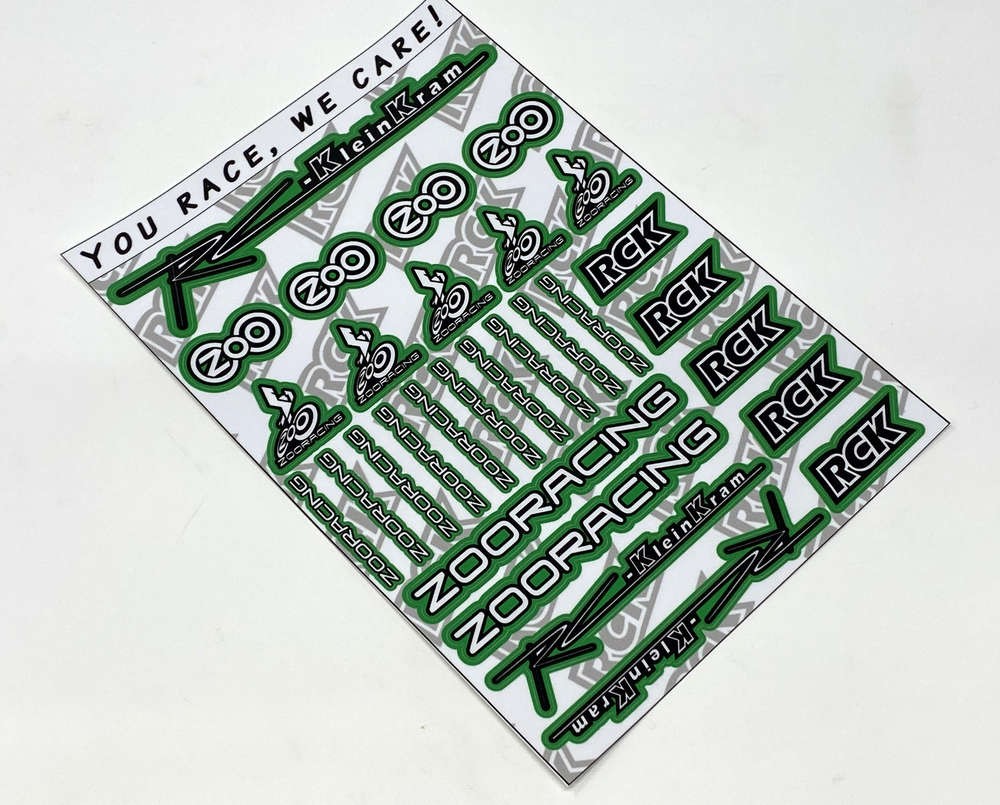 RCK 200006 - Sticker Sheet RC-KleinKram / ZooRacing - black/white - GREEN