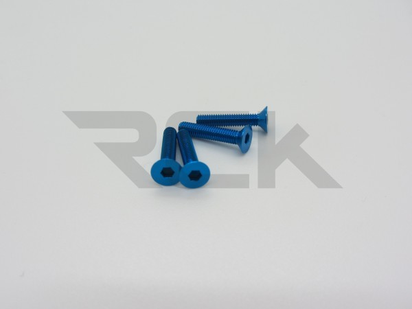 Hiro Seiko 48752 - Alloy Hex Socket Screw - Flat Head - M3x20mm - T-BLUE (4 pcs)