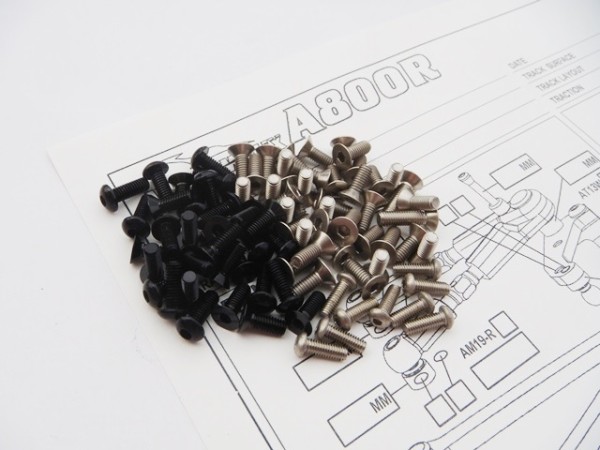 Hiro Seiko 48861 - Awesomatix A800R - Alloy and Titanium Hex Socket Screw Set (106 pcs) - black