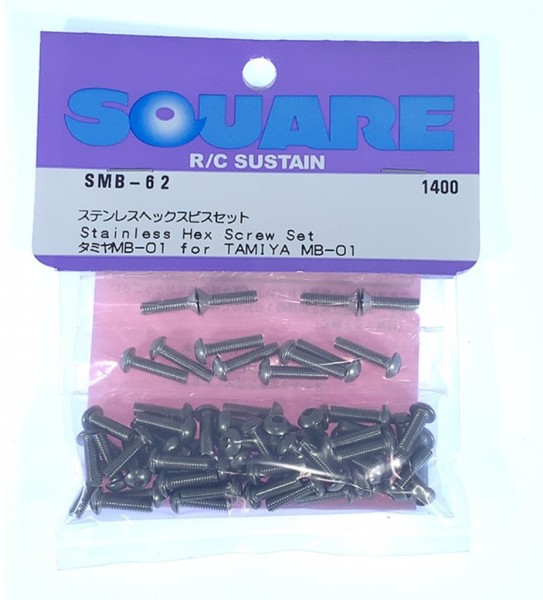 Square SMB-62 - Tamiya MB-01 - Stainless Steel Screw Set (67 screws)