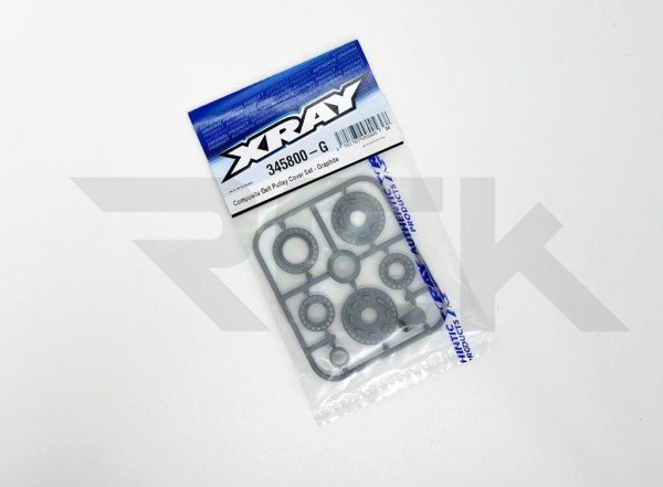 XRAY 345800-G - RX8 - Tuning Graphite Riemenrad Abdeckungen - Low Friction - GRAPHITE
