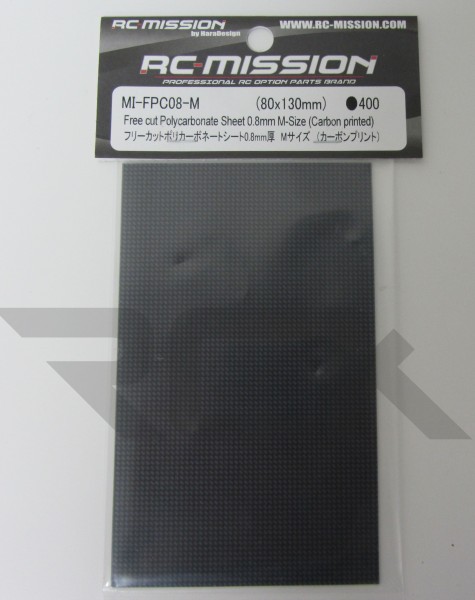 RC-Mission MI-FPC08-M - Free Cut Polycarbonate Sheet - Carbon Printed - 0.8mm - 80x130mm