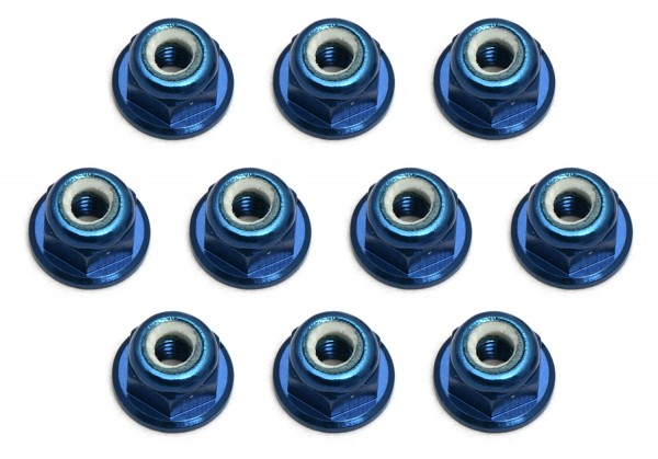 Team Associated 25392 - RC8T3.2 - Factory Team Locknuts - M3 - flanged - blue - Alu (10 pieces)