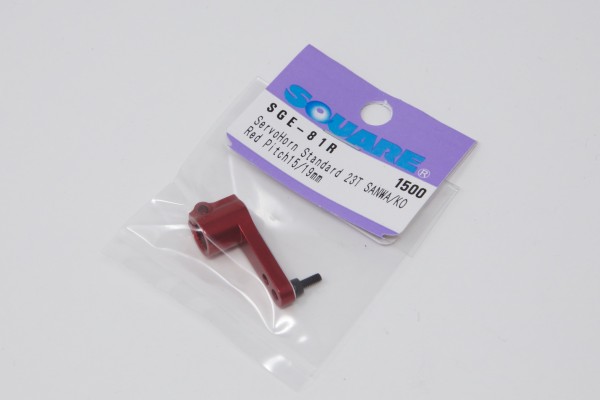 Square SGE-81R - Aluminium Servohorn Massiv - 15/19mm - 23 Zähne (SANWA) - Rot