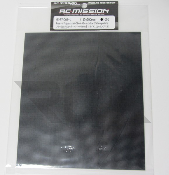 RC-Mission MI-FPC08-L - Free Cut Polycarbonate Sheet - Carbon Printed - 0.8mm - 180x200mm