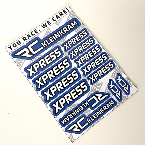 RCK 210008 - Sticker Sheet RC-KleinKram / XPRESS - black/white - BLUE