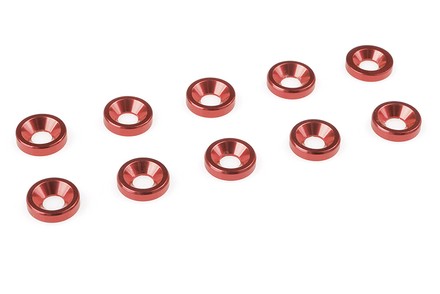 Corally 3213-30-5 - Alu Countersunk Shims - M3 - RED (10 pcs)