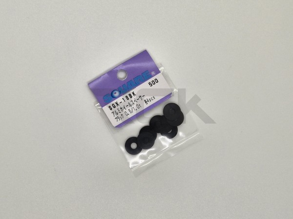 Square SGX-18BK - Alu Rad Spacer - 4x12x0.5/1.0mm - SCHWARZ (4 Stück pro Stärke)