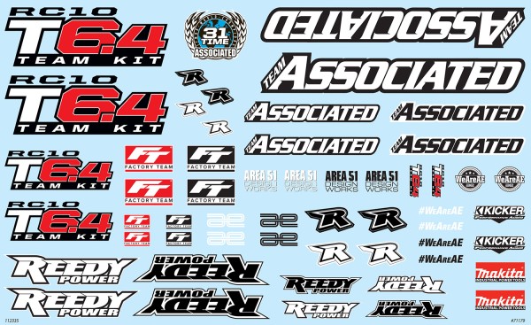 Team Associated 71179 - T6.4 - Decal Sheet