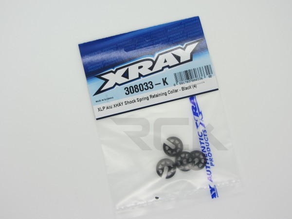 XRAY 308033-K - X4 - XLP Shock Spring Retaining Collar - BLACK (4 pcs)