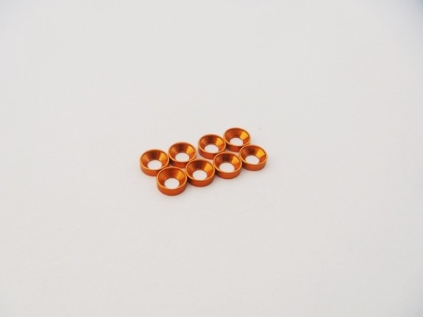 Hiro Seiko 48880 - Senkkopf Unterlegscheibe - Aluminium - M2.5 - Orange (8 Stück)